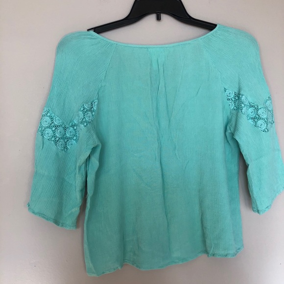 Fig & Flower - Blue Peasant Top - Sz Lg - Picture 7 of 7